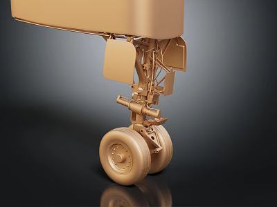 Golden Mechanical Structure of Urban Public Facility with Support Wheels and Components 3d model
