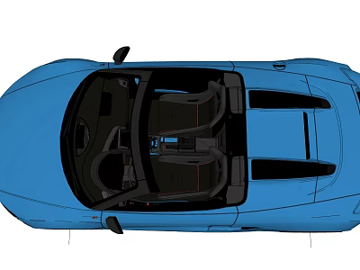 Blue Convertible Car Top View With Interior Cockpit Seats And Dashboard 3d model