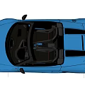 Blue Convertible Car Top View With Interior Cockpit Seats And Dashboard
