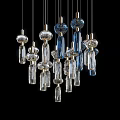 Elegant Modern Glass Pendant Lights with Transparent Blue Cylindrical and Spherical Shapes Hanging