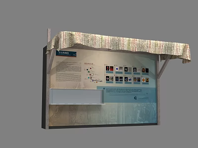Outdoor Display Board With Fabric Awning Text Information Charts And Photo Displays 3d model