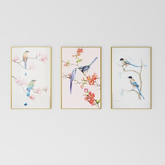 New Chinese Animal Painting Combination Painting Flower and Bird Painting Decorative Painting 3d model