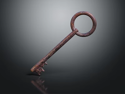 Rusty Old Key Classic Hardware Tool Featuring Vintage Design and Rustic Look 3d model