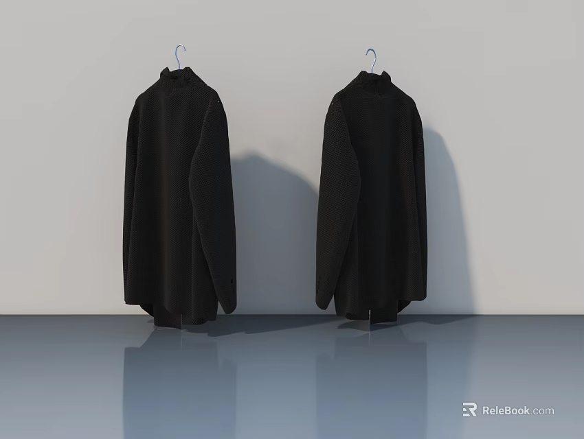 Modern Black Hinged Door Design For Interior With Smooth Surface And White Wall 3d model