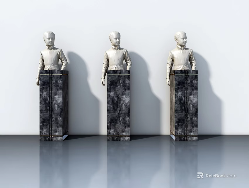 Modern Flush Door Design With Black Marble Base And White Minimalist Background 3d model