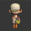 Man Wearing Green White Cap Red Shirt And Orange Boots Carrying Yellow Bag With Cat