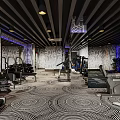 Spacious Modern Fitness Gym With Various Fitness Equipment Black White Patterned Floor And Natural Light