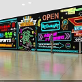 Colorful Neon Wall Decor With Commercial Signage And Graphic Elements