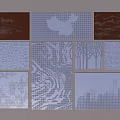 Decorative Wall Panels With Diverse Patterns Mountain China Map Wave And Trees 3d model
