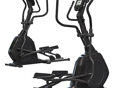 Black Elliptical Exercise Machines With Digital Displays And Pedal Systems 3d model