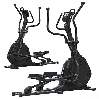 Black Elliptical Exercise Machines With Digital Displays And Pedal Systems 3d model