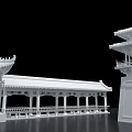Ancient Chinese Architecture With Flying Eaves Long Corridor And Multi Story Pavilion