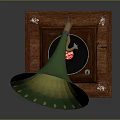 Vintage Gramophone With Green Horn And Wooden Base On Table Stand