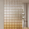 Decorative Glass Block Wall Designs With Grid Patterns And Plant Decor In Interior 3d model