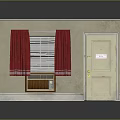 Miniature Room Corner With Red Curtains Window Door Radiator And Doormat