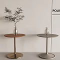 Italian Style Metal Round Side Table Nordic Light Luxury Corner Table Middle Style Solid Wood Round Table New Chinese Style Coffee Table 3d model