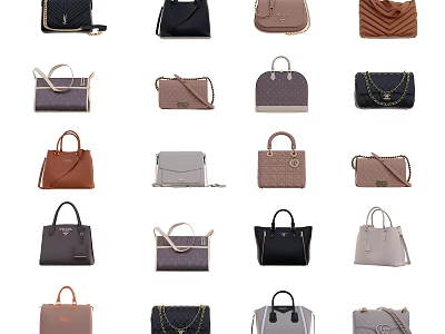 Trendy Fashion Handbags Collection With Tote Crossbody Shoulder Styles Various Colors And Designs 3d model