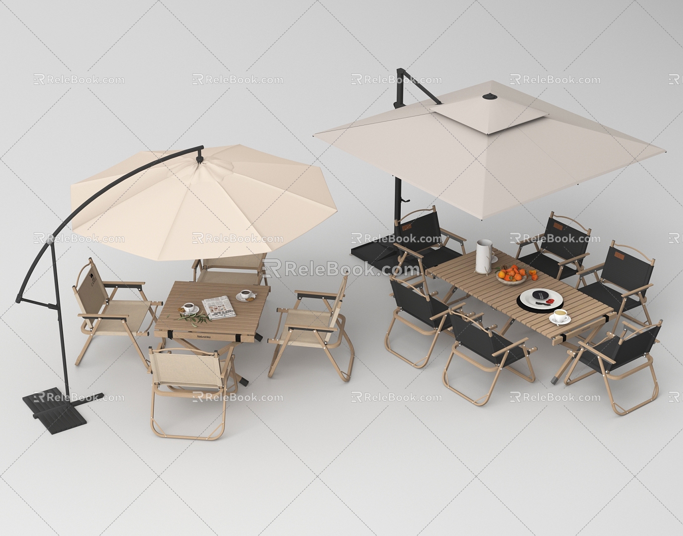 Modern Outdoor Leisure Table and Chair Outdoor Dining Table and Chair Leisure Chair with Parasol model