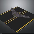 3D Model of Aerospace Aircraft on Black Launch Pad with Yellow Lines