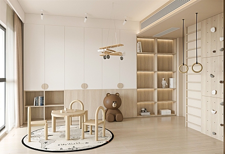 Modern Entertainment Room Children's Activity Room Children's Entertainment Room Children's Room Children's Exercise Equipment Room Children's Hanger Climbing Wall Children's Room Aircraft Chandelier 3d model