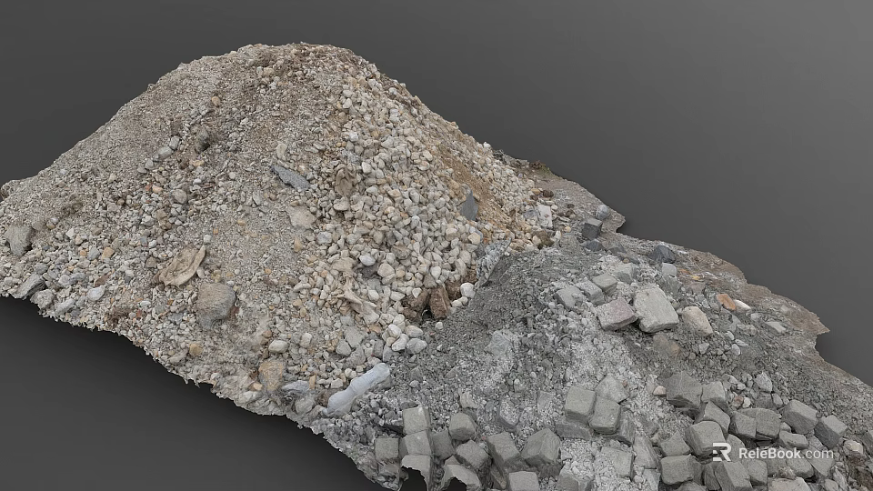 Pile of Mixed Stones and Wood with Various Sizes for Construction Building Needs 3d model 