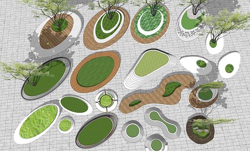 Modern Outdoor Chair Landscape Seat Tree Pool Sitting Stool Shaped Planting Pool Flower Box Flower-bed 3d model