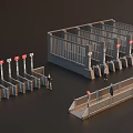 Industrial Equipment For Transportation Hubs With Multiple Metal Turnstiles And Pedestrian Access