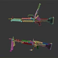 Tactical Military Weapons Featuring Metal Rifles And Machine Gun Designs