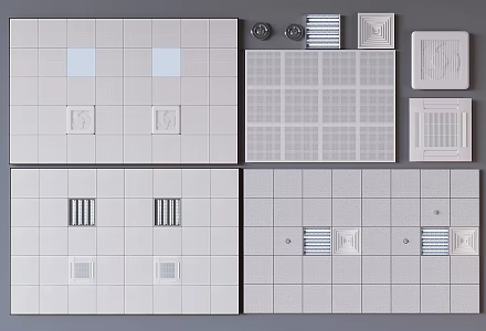 Aluminum gusset ceiling mineral wool board central air conditioning air outlet grille lamp 3d model