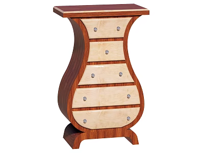Classic Wooden Decorative Cabinet With Curved Design And Multiple Drawers 3d model
