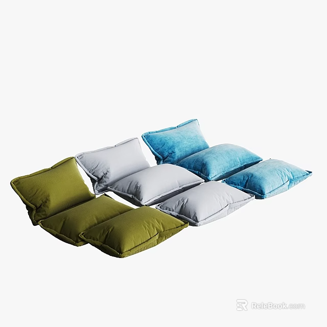 Green Gray Blue Decorative Throw Pillows For Sofa Bed Decoration 3d model 