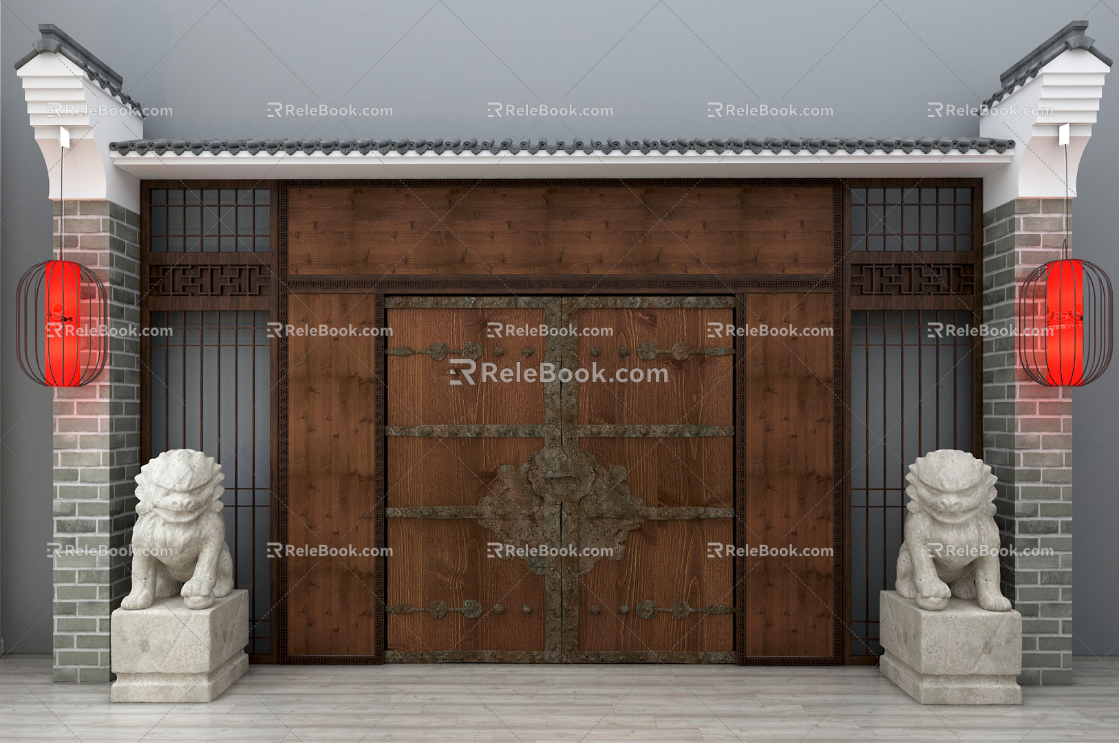 Chinese-style door head 3d model