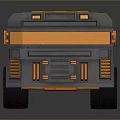 Futuristic Gray Armored Tank With Orange Accents Open Cargo Bed And Rugged Wheels Design