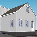 Detached House Bakery With White Exterior Large Windows And Bread Storefront