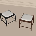 Modern Minimalist Stools With Black And Walnut Frames White Padded Seats For Home