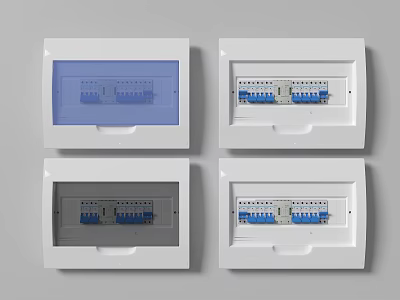Industrial Electrical Equipment Distribution Boxes White Casing With Blue Terminal Blocks And Internal Components 3d model