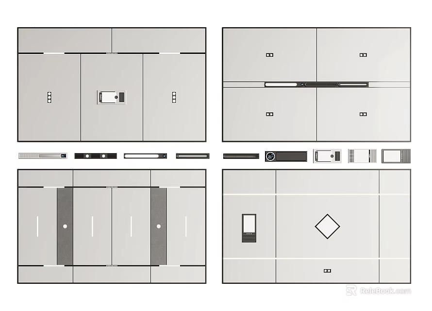 Ceiling Design With Various Layouts And Geometric Patterns In Architectural Plans 3d model