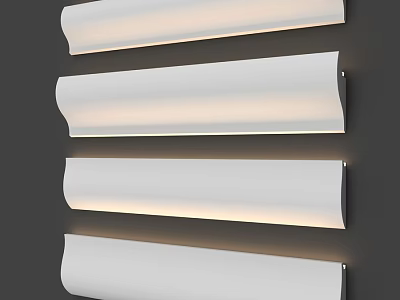 Four White Long Illuminated Wall Mounted Decorative Components 3d model