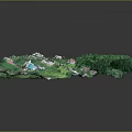 Detailed 3D Terrain Model Featuring Lush Green Vegetation And Mountainous Landscape With Small Roads