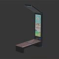 Modern Station Waiting Bench With Integrated Digital Display Screen For Passenger Information 3d model