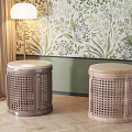 Silky Wind Retro Sofa Stool Combination 3d model