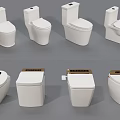 Modern White Ceramic Toilet Models With Different Design Styles And Features 3d model
