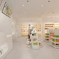 Supermarket Department Store Interior With Bright Lighting Neatly Arranged Shelves And Various Products