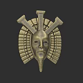 Game and Movie Character Golden Mask with Egyptian Style Ornate Headdress and Carved Face