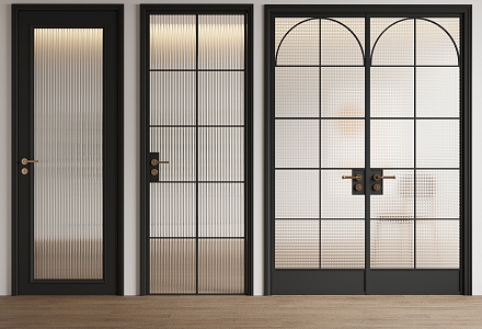 French Changhong glass door single door swing door 3d model