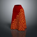 Man Wearing Red Skirt With Golden Floral Patterns Posing In Studio 3d model