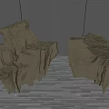 Two Rough Natural Stone Pieces Arranged On Wooden Floor Surface