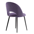 Beige And Purple Leisure Chair With Curved Hollow Backrest Black Slim Legs Modern Design