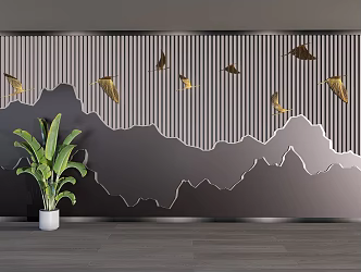 New Chinese background wall, modeling wall, landscape wall, decorative wall 3d model
