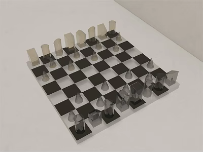 Elegant Chessboard Set with Modern Pieces for Classic Board Game Entertainment 3d model